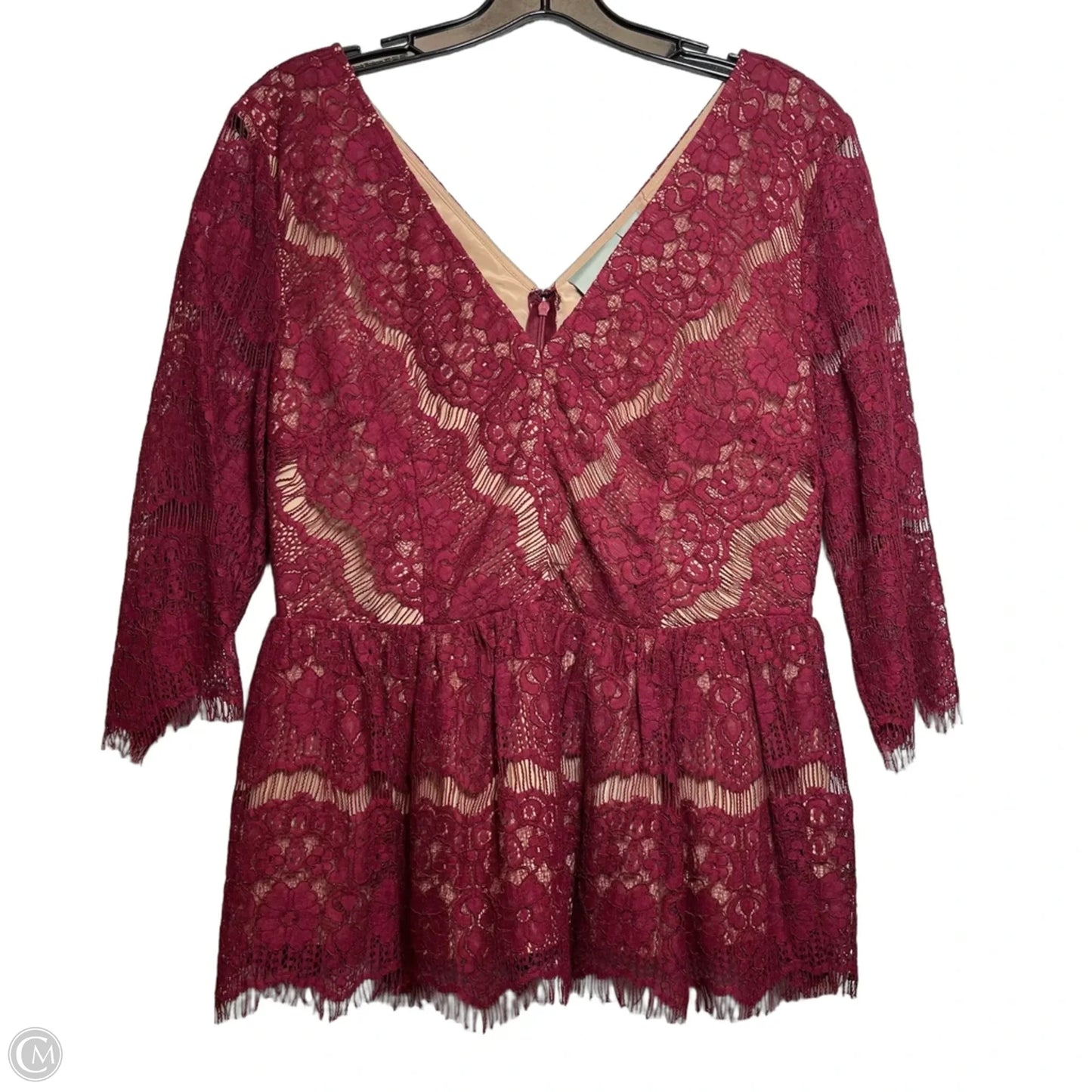 Top 3/4 Sleeve By Maeve In Maroon, Size: L
