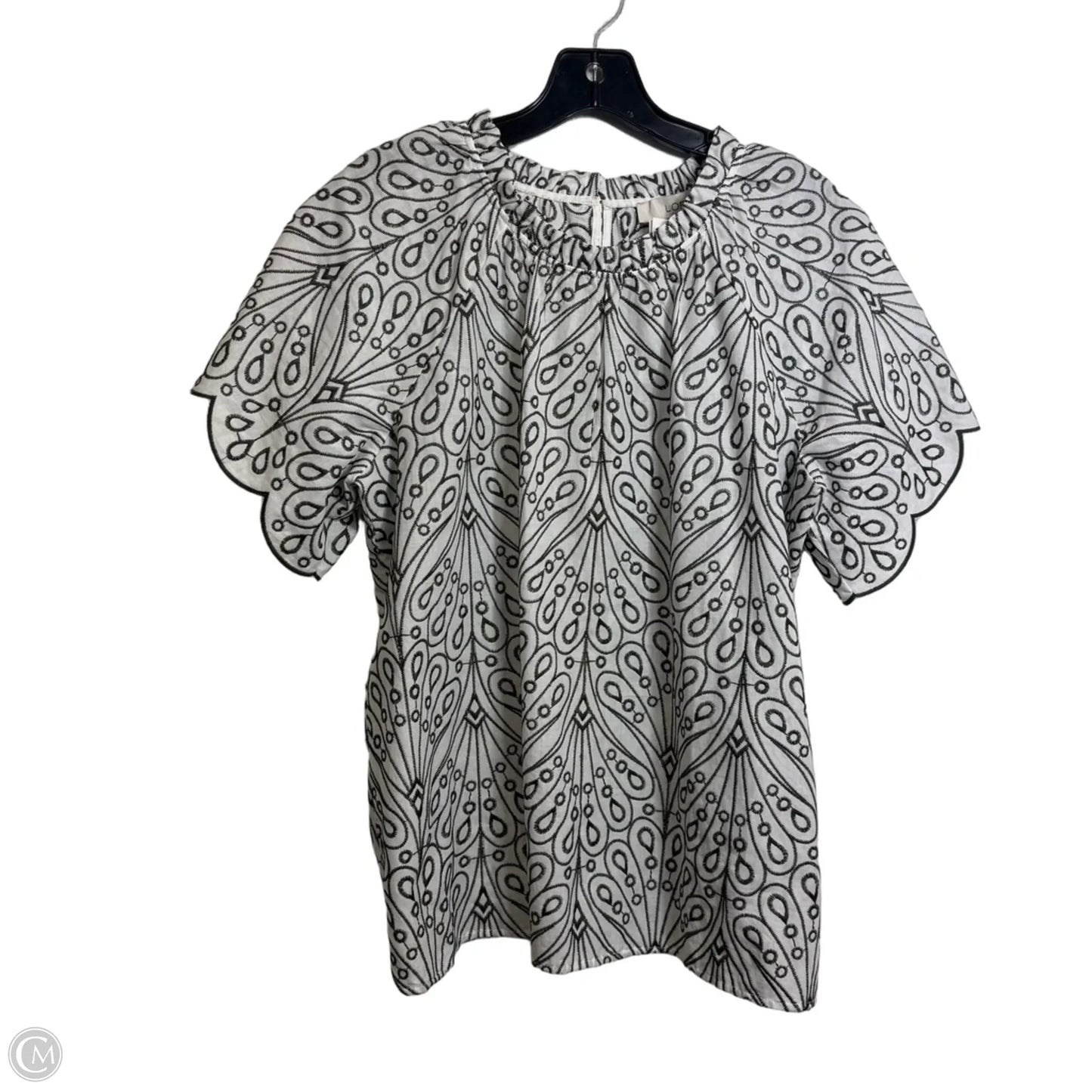 Top Short Sleeve By Loft In Black & White, Size: S