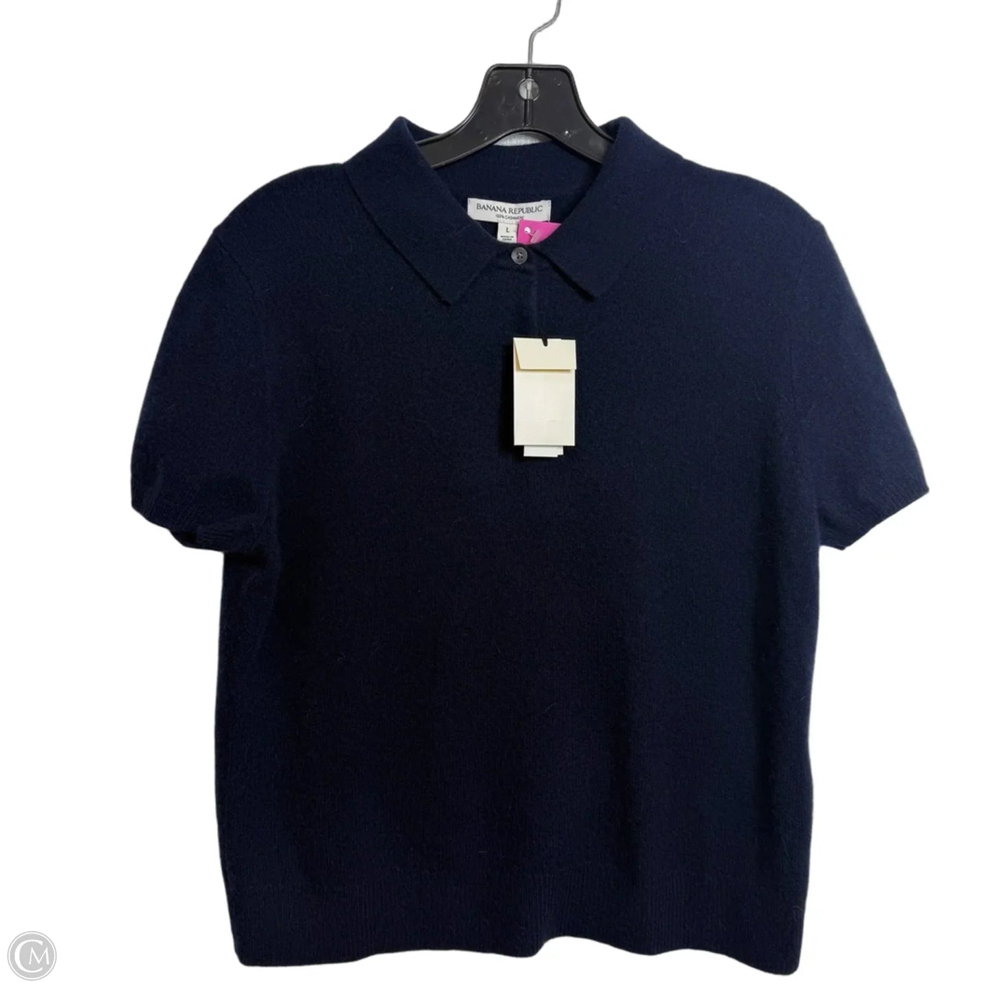 Cashmere Top Short Sleeve By Banana Republic In Navy, Size: L