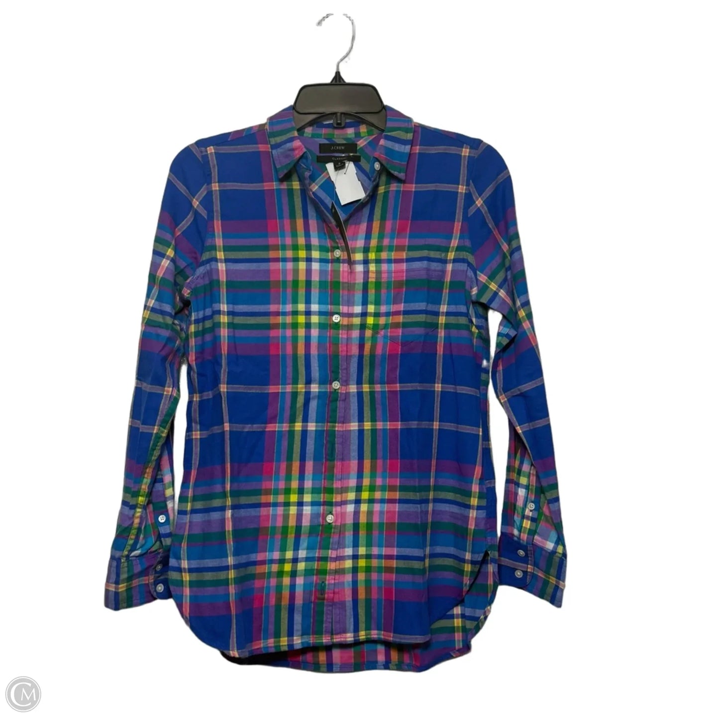 Top Long Sleeve By J. Crew In Plaid Pattern, Size: 2
