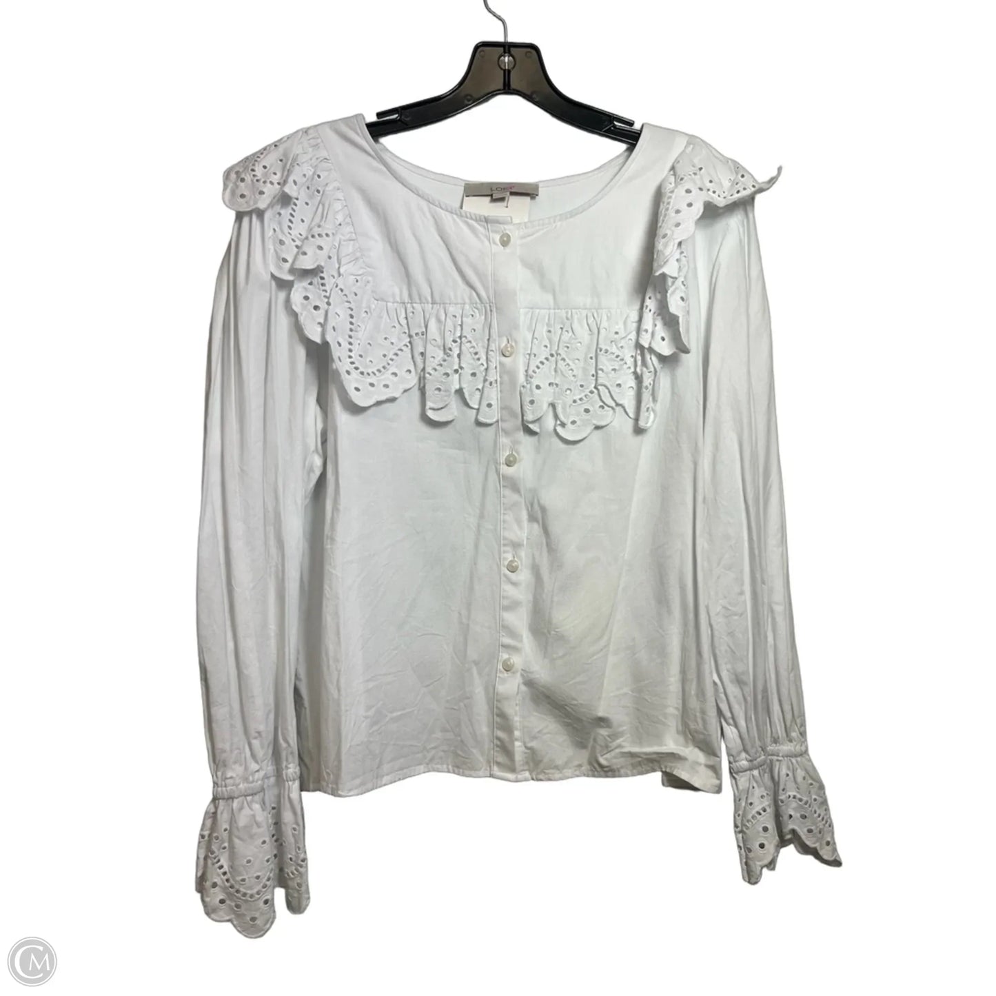 Top Long Sleeve By Loft In White, Size: Xl