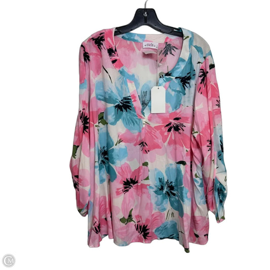 Top Long Sleeve By Emily Wonder In Pink, Size: 1x