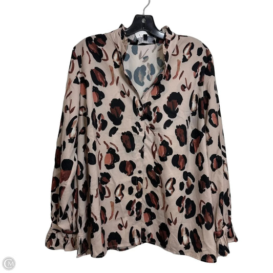 Top Long Sleeve By Eloquii In Animal Print, Size: 1x