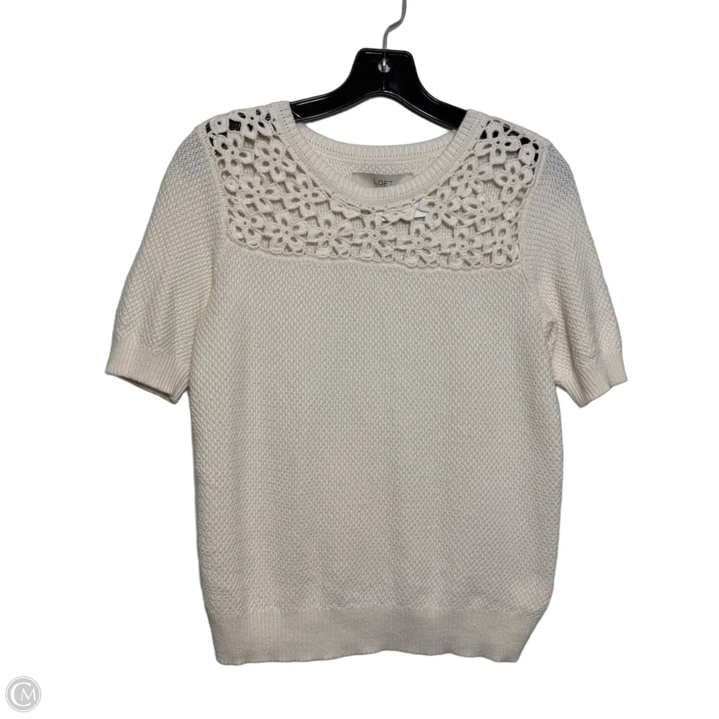 Top Short Sleeve By Loft In Cream, Size: S