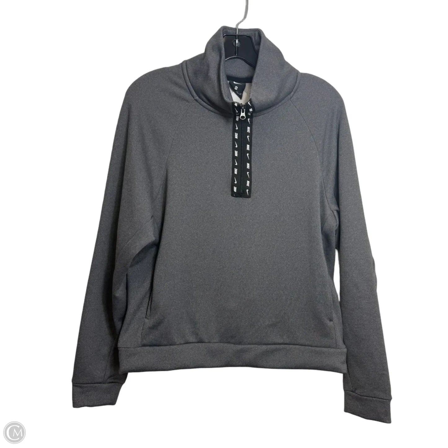 Athletic Top Long Sleeve Collar By Nike In Grey, Size: Xs