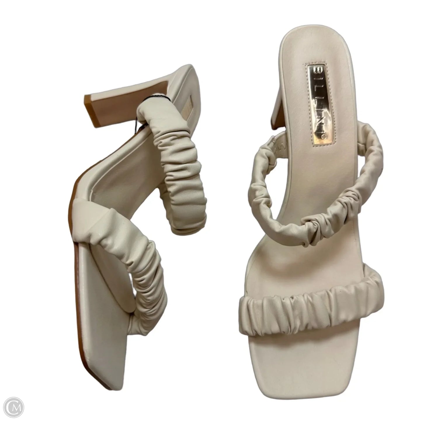 Sandals Heels Block By Clothes Mentor In Cream, Size: 9.5