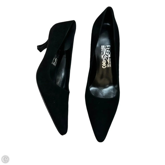 Shoes Luxury Designer By Ferragamo In Black, Size: 8.5
