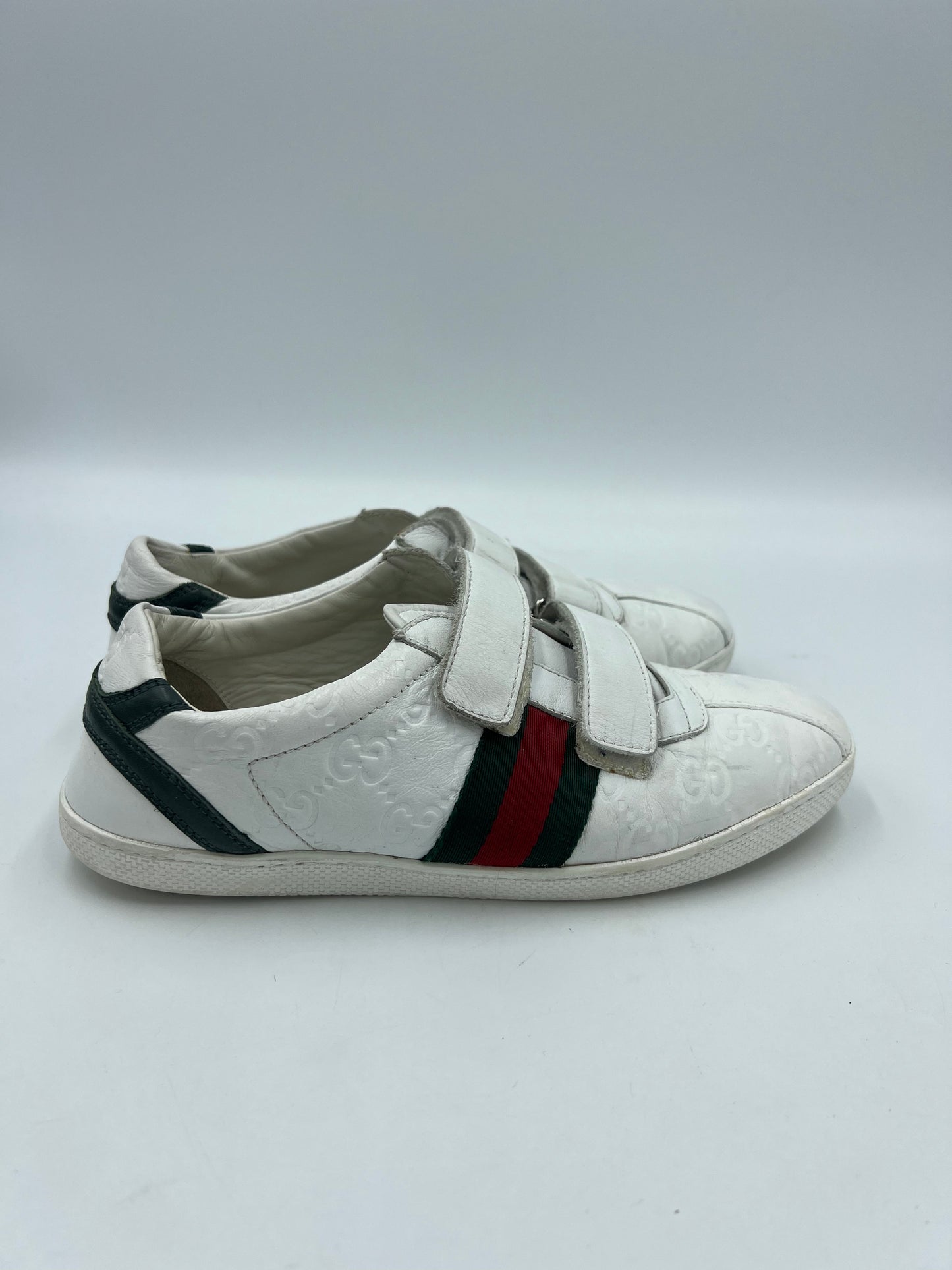 Gucci Leather Low Designer Trainer In White, Size: 5