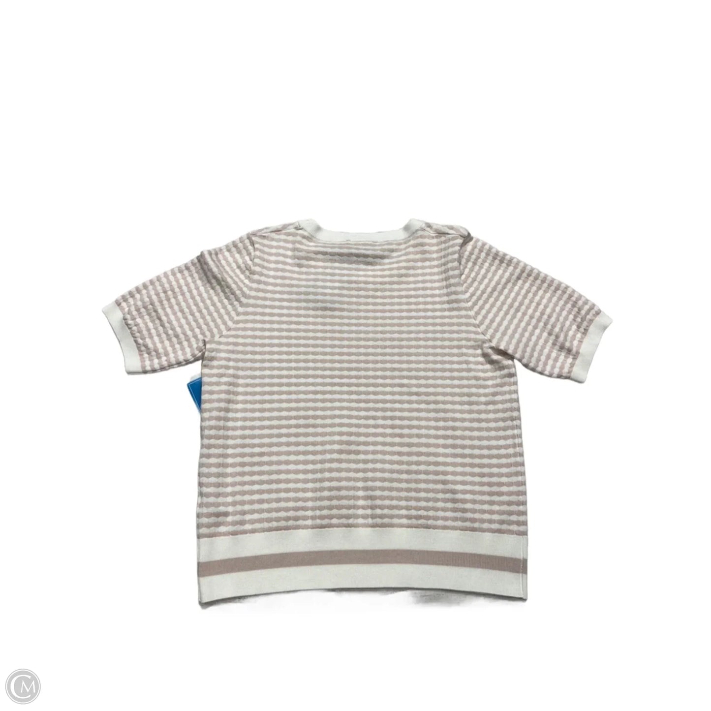 Sweater Short Sleeve By Adrianna Papell In Pink & White, Size: M