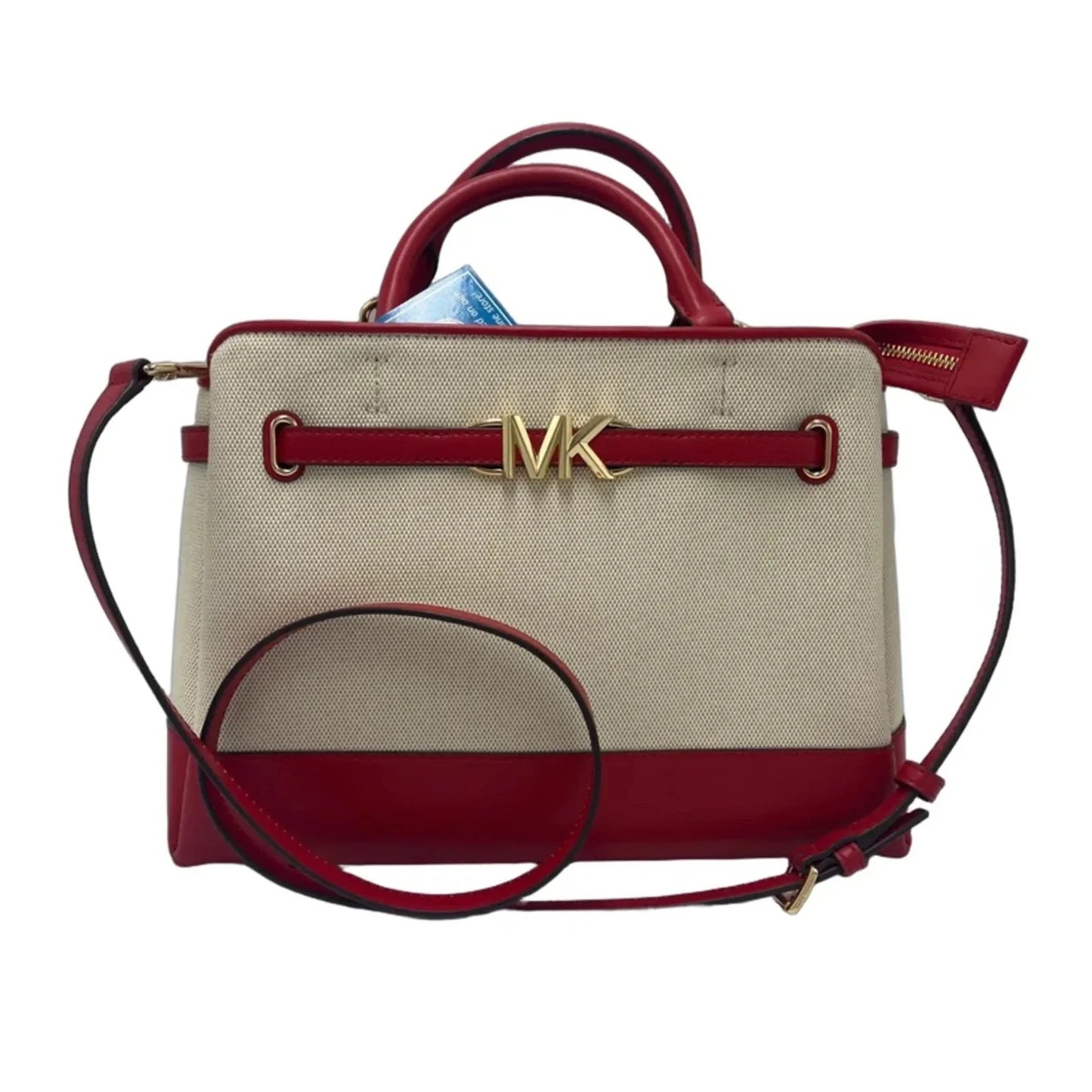 Handbag Designer By Michael Kors Cream/Red