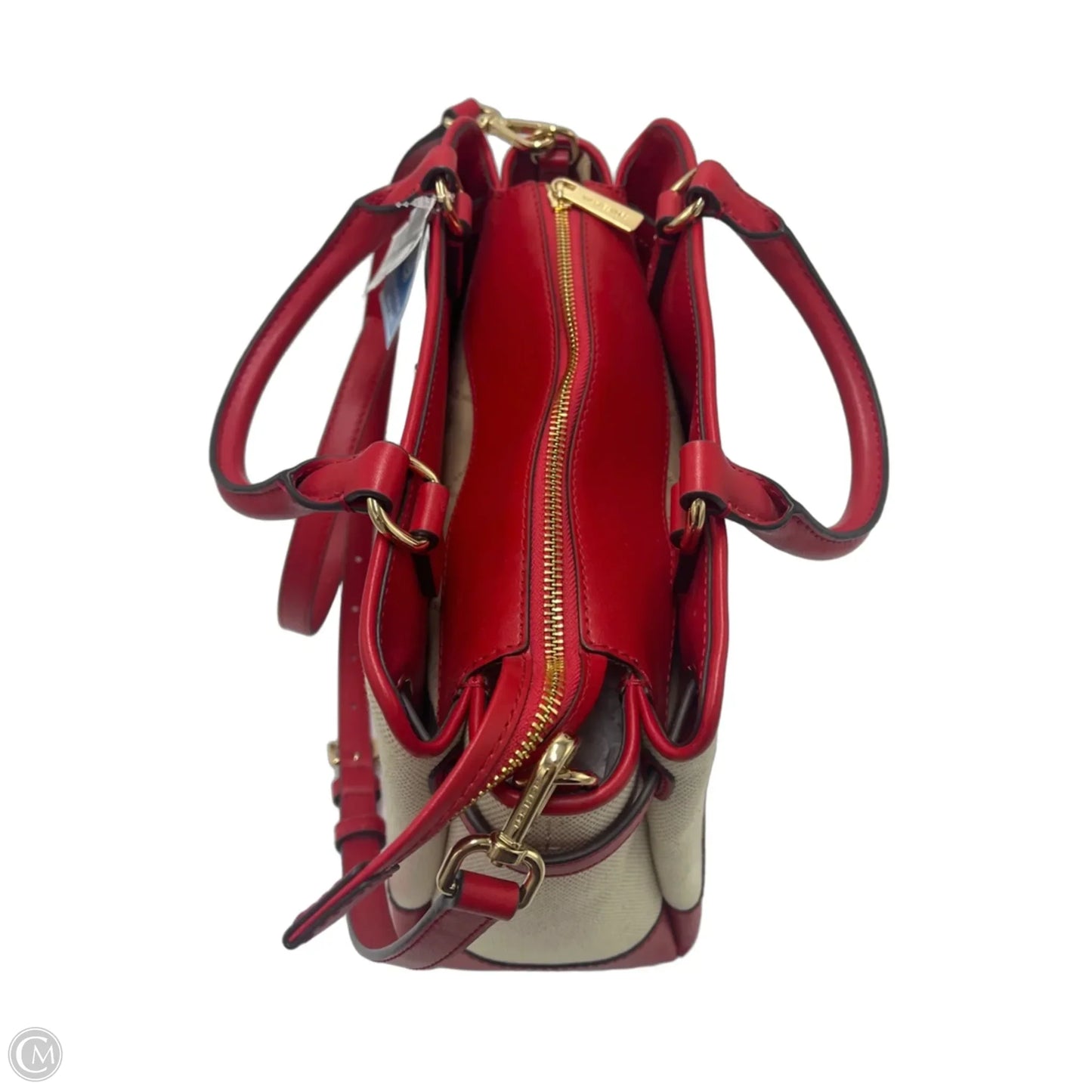 Handbag Designer By Michael Kors Cream/Red