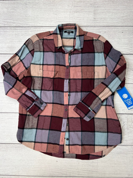 Blouse Long Sleeve By Madewell In Plaid, Size: M