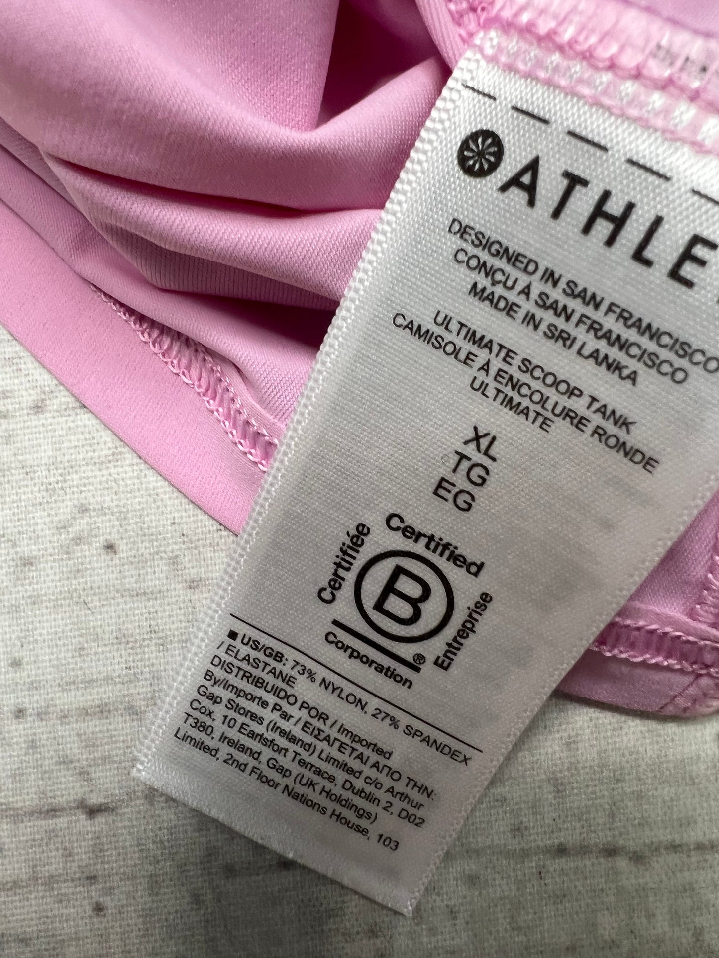 Athletic Tank Top By Athleta In Pink, Size: Xl