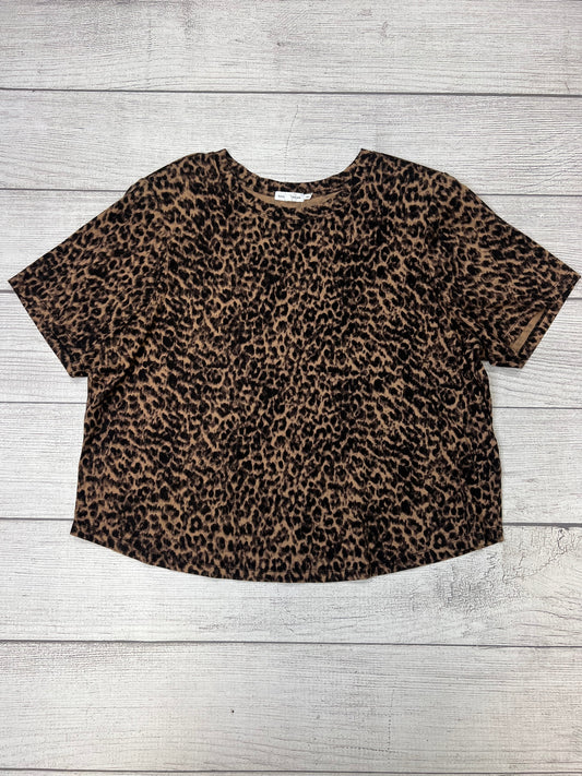 Animal Print Top Short Sleeve Designer Good American, Size S