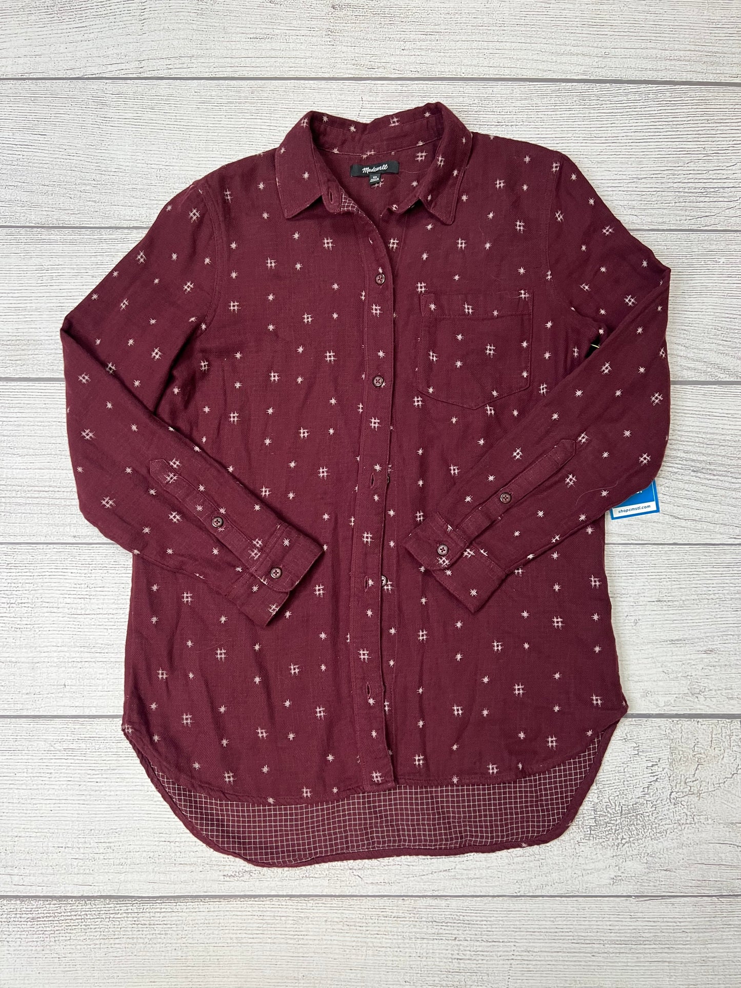 Blouse Long Sleeve By Madewell In Maroon, Size: Xs