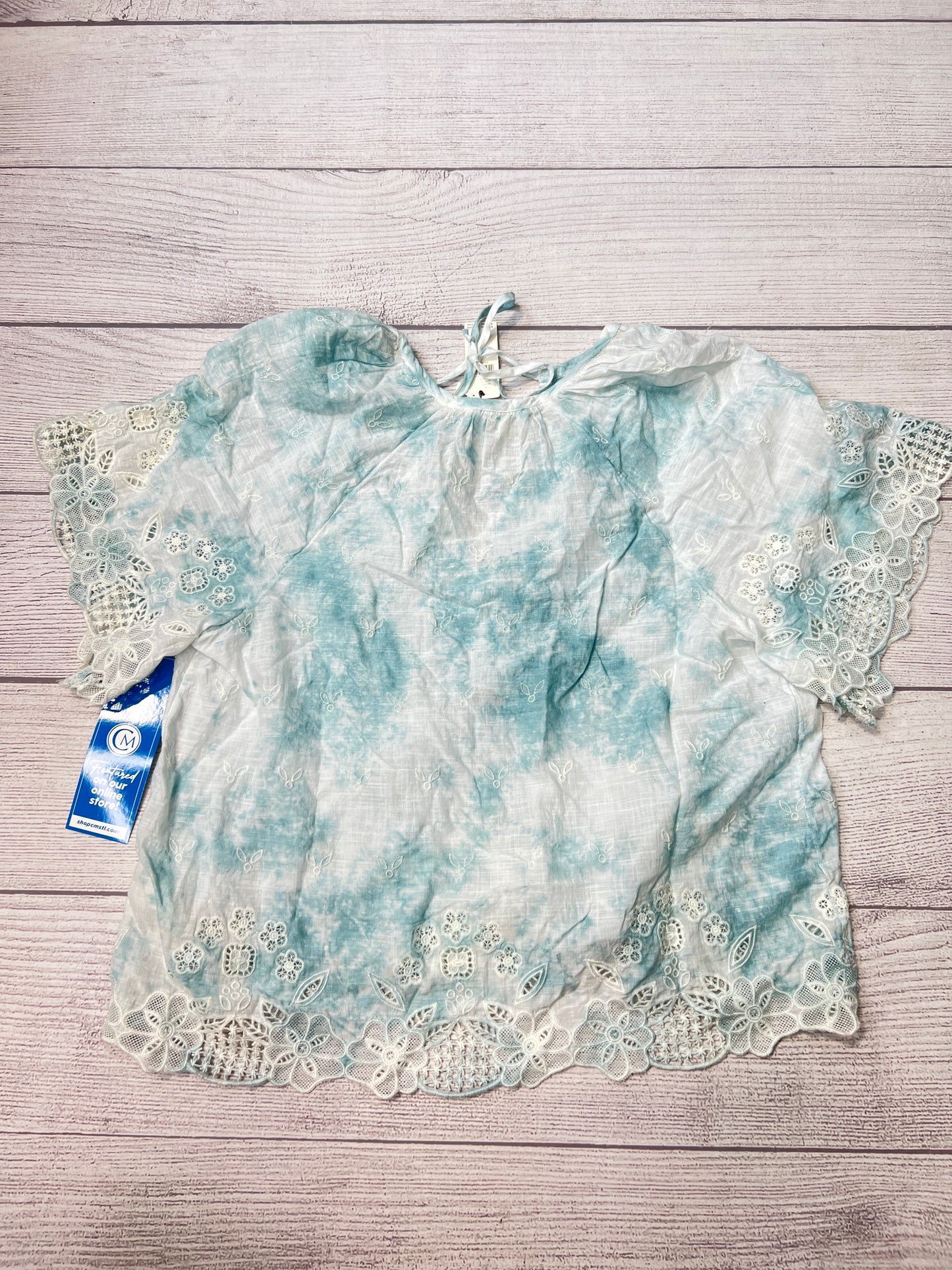 New! Top Short Sleeve By Anthropologie In Blue White, Size: M