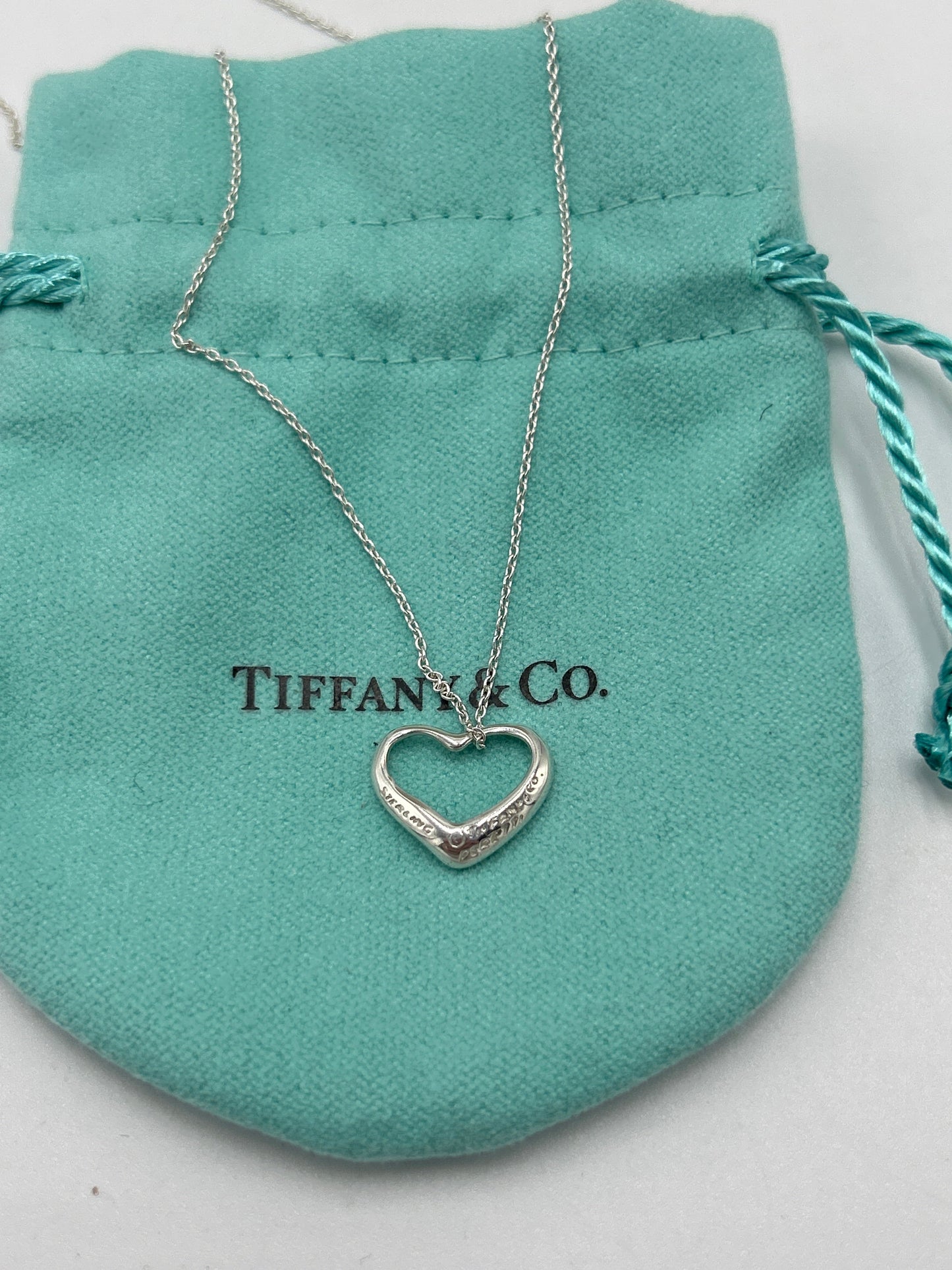 Tiffany & Company Elsa Peretti Open Heart Designer Luxury Necklace