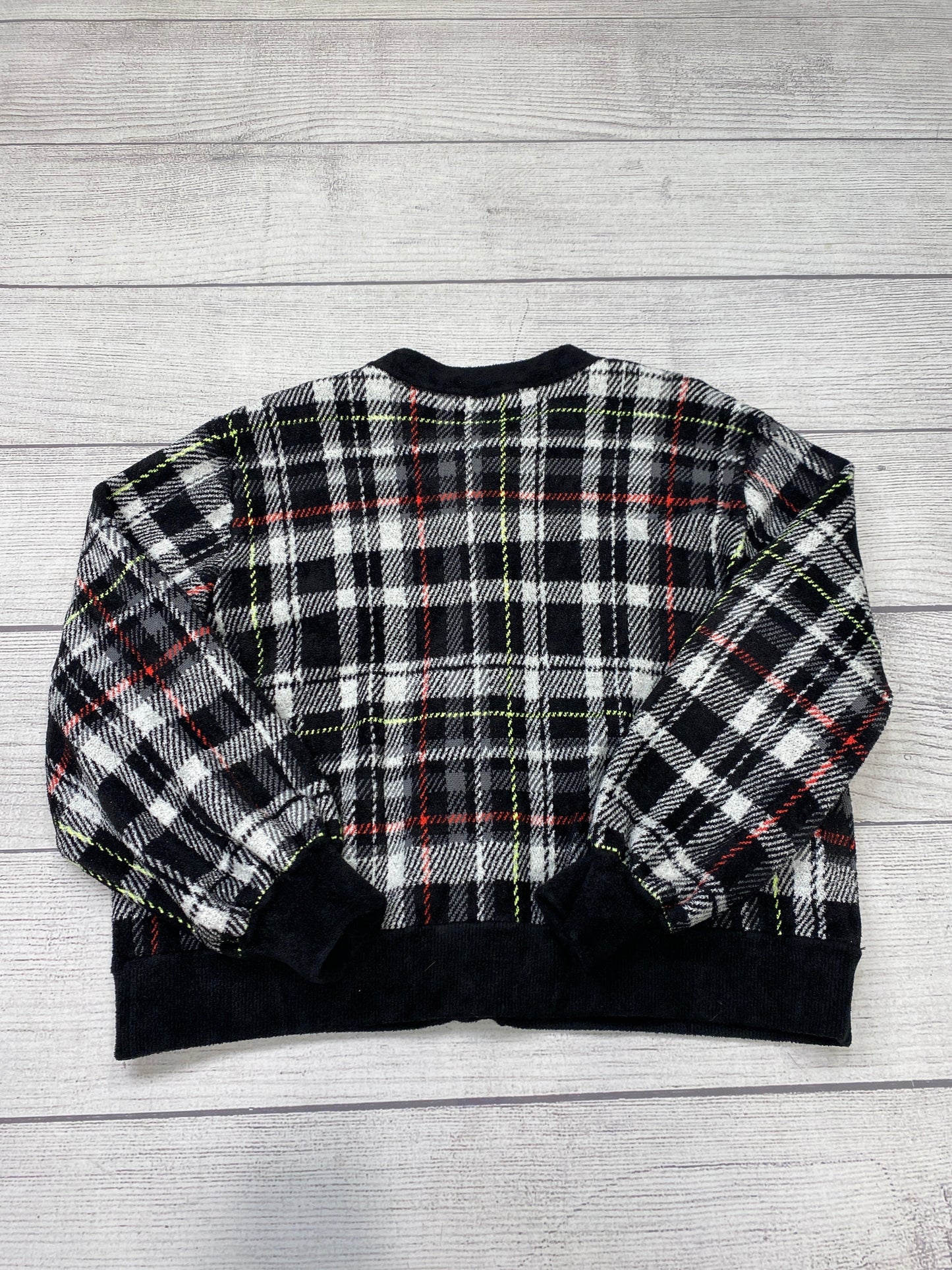 Sweater Cardigan By Alice + Olivia In Plaid Pattern, Size: L