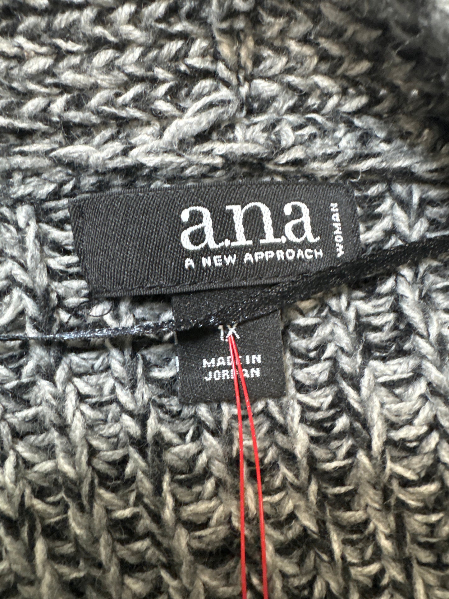 Sweater Cardigan By Ana In Grey, Size: 1x