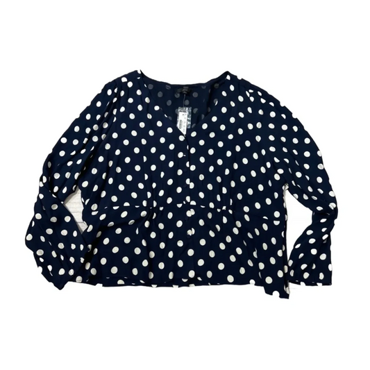 New! Top Long Sleeve By J. Crew In Polkadot Pattern, Size: 2x