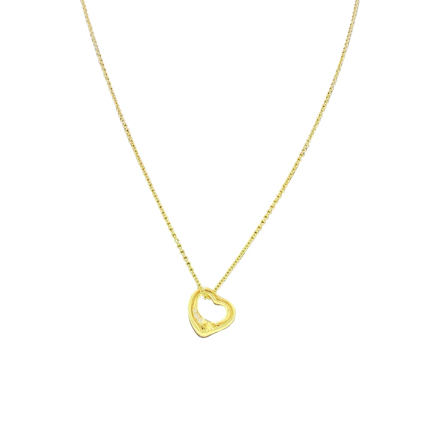 Tiffany & Company Elsa Perfetti Open Heart w/ Diamonds Luxury Designer Necklace