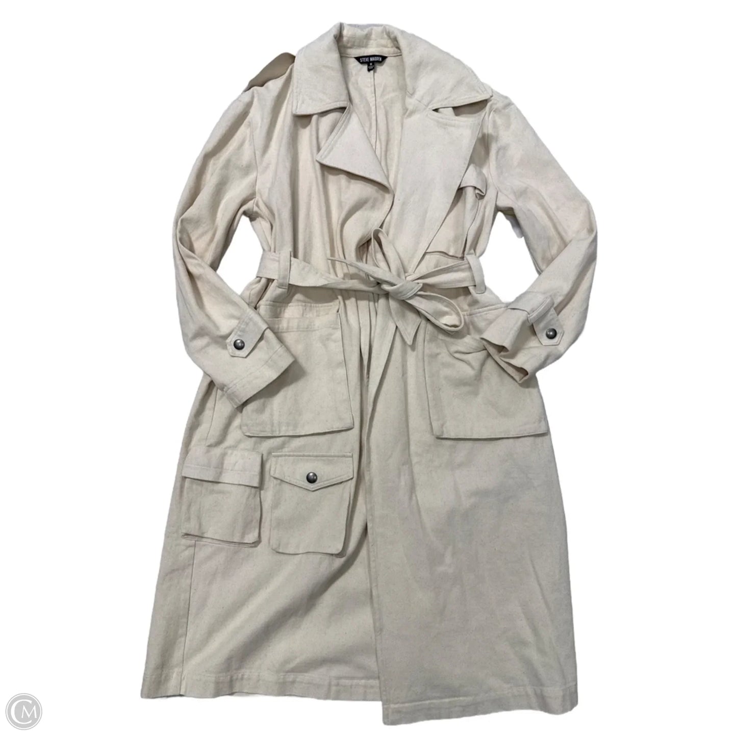 Coat Trench Coat By Steve Madden In Cream, Size: S