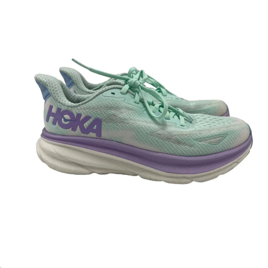 Hoka Clifton 9 Athletic Shoes In Sunlit Ocean/ Lilac Mist, Size: 6.5