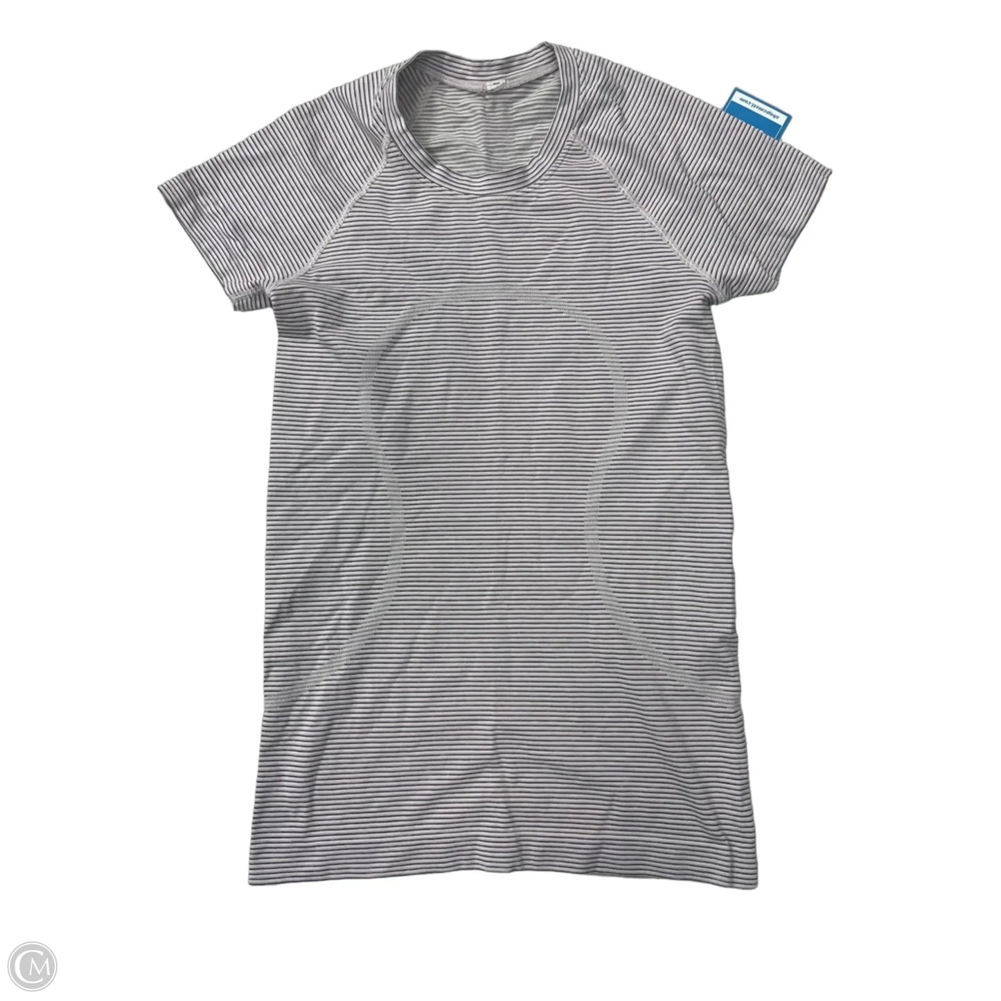 Athletic Top Short Sleeve By Lululemon In Striped Pattern, Size: S