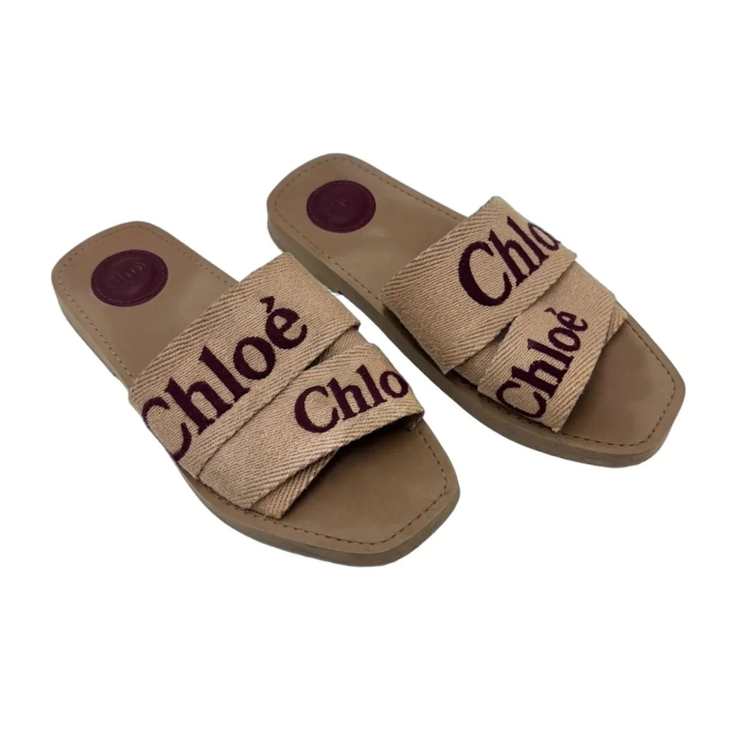 Chloe Woody Flat Slide Luxury Sandal, Size: 7.5 (38)