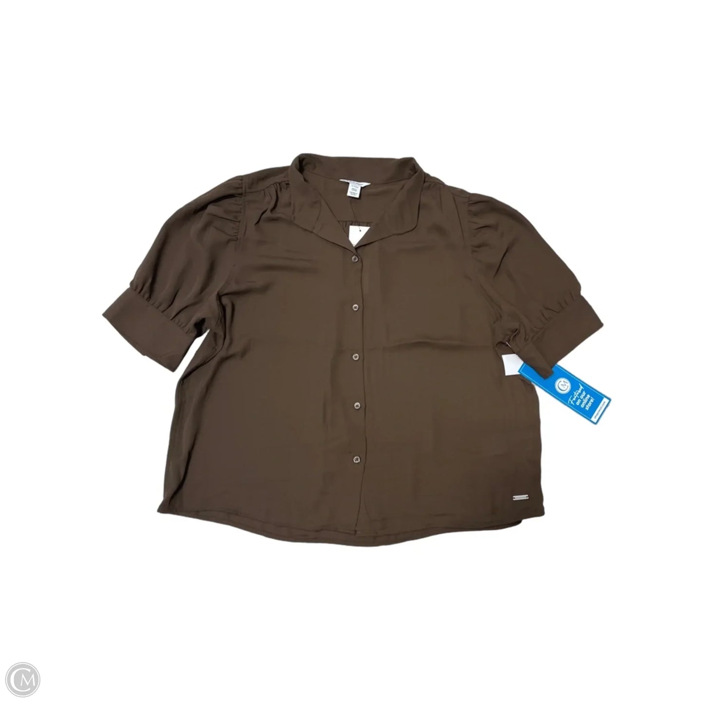 New! Top Short Sleeve By Calvin Klein In Brown, Size: Xl