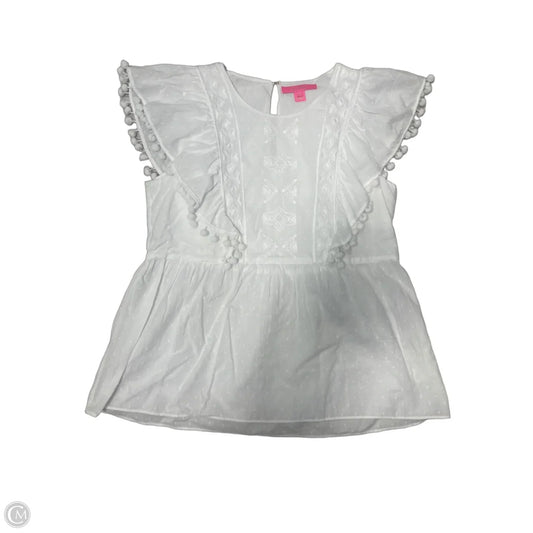 Top Short Sleeve Designer By Lilly Pulitzer In White, Size: M