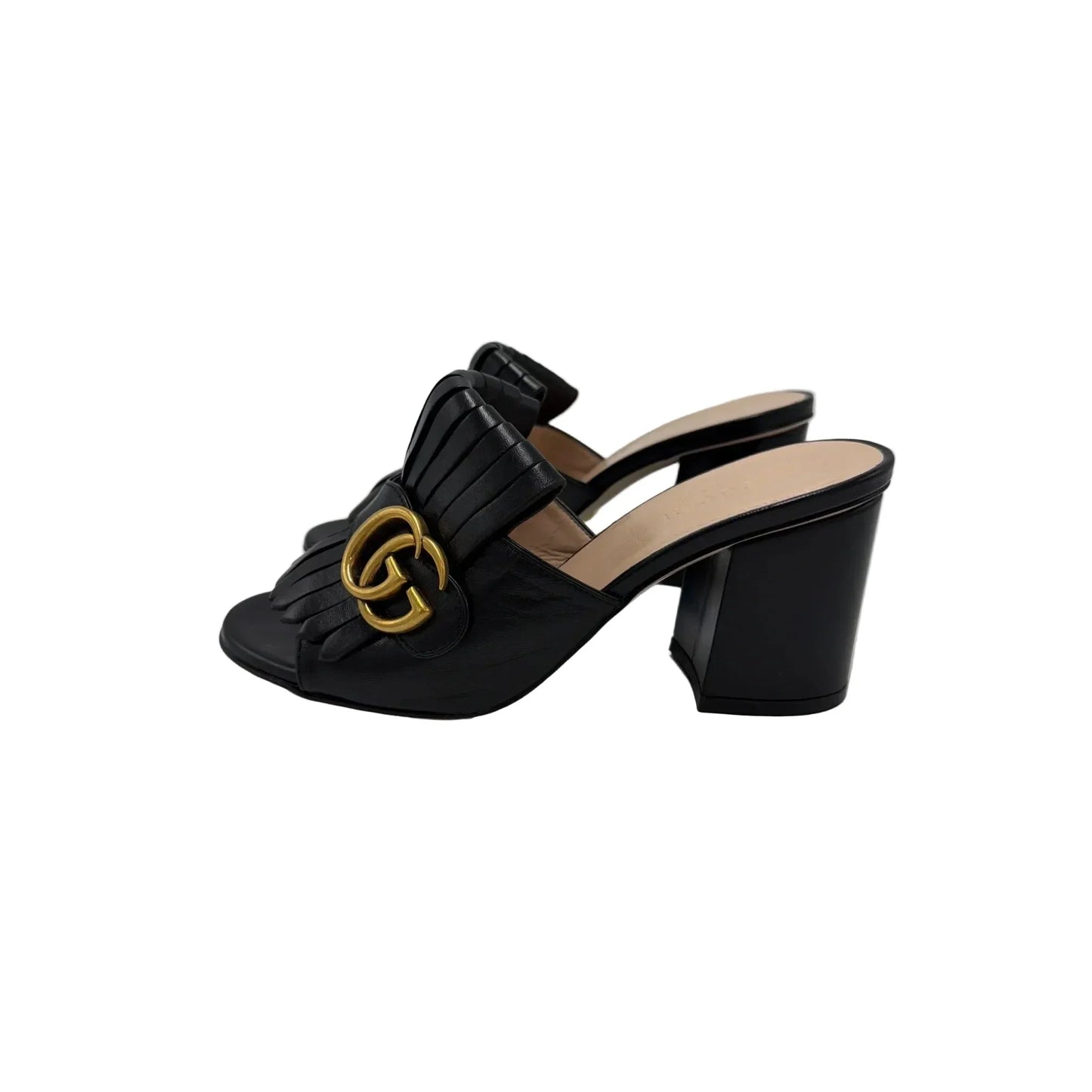 Gucci Marmont GG Fringe Block Luxury Shoes, Size: 5.5 (35.5)