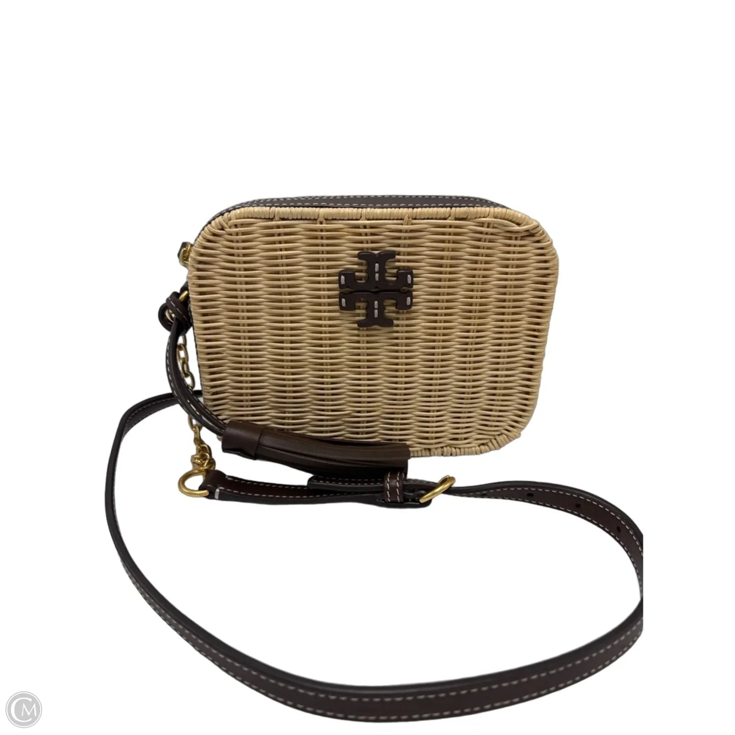Tory Burch McGraw Wicker & Leather Designer Handbag