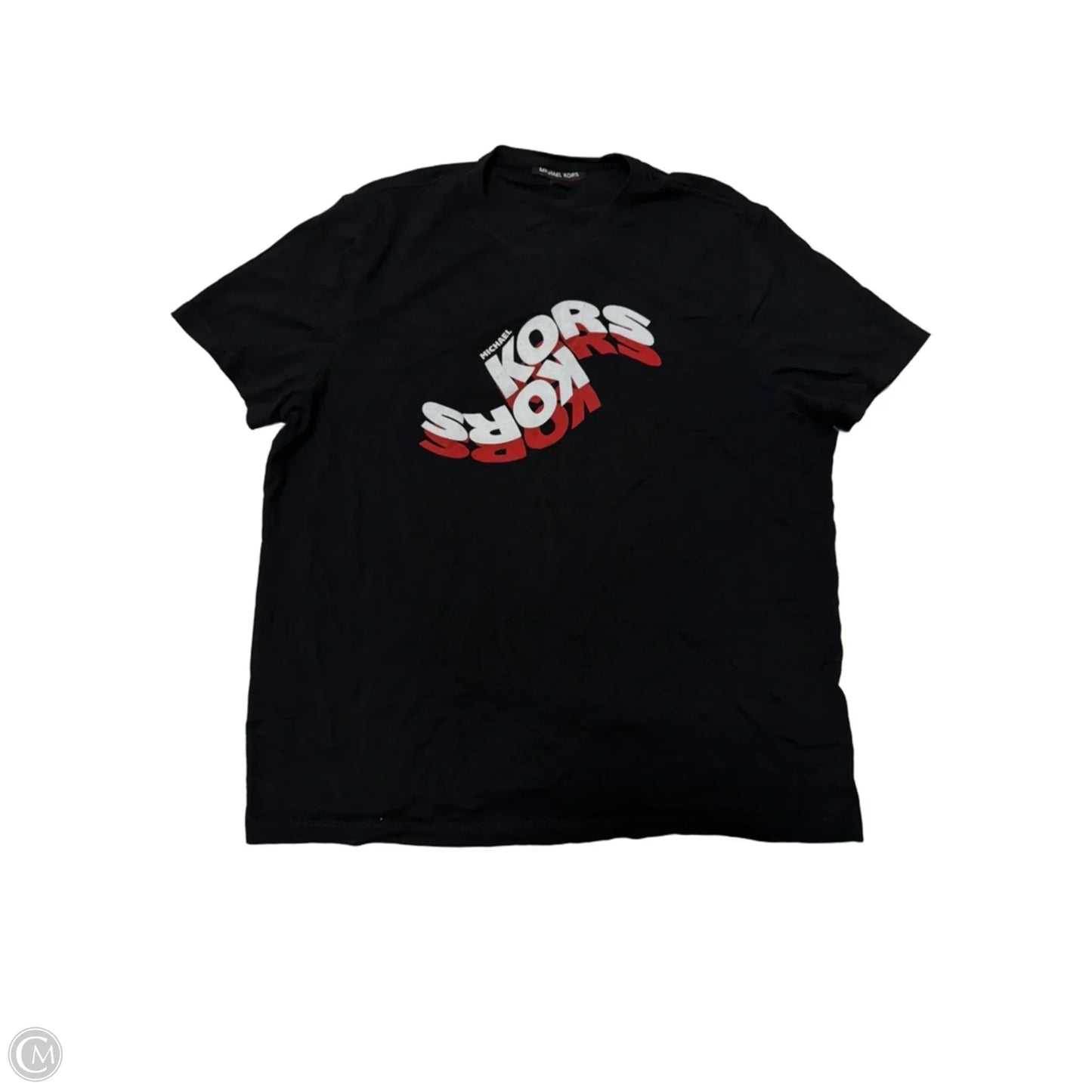 Top Short Sleeve Designer By Michael Kors In Black & Red, Size: Xl