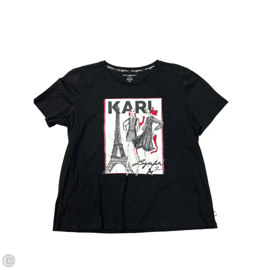 Top Short Sleeve Designer By Karl Lagerfeld In Black, Size: Xl
