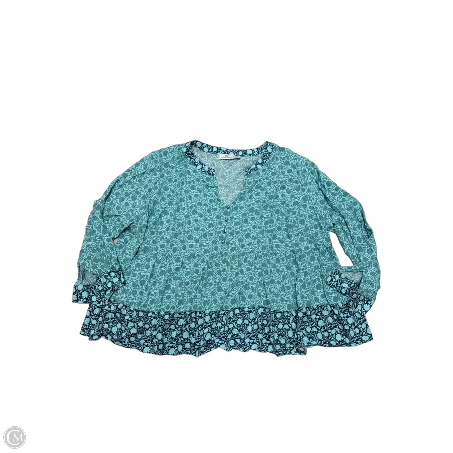 Top Long Sleeve By Vineyard Vines In Teal, Size: 3x