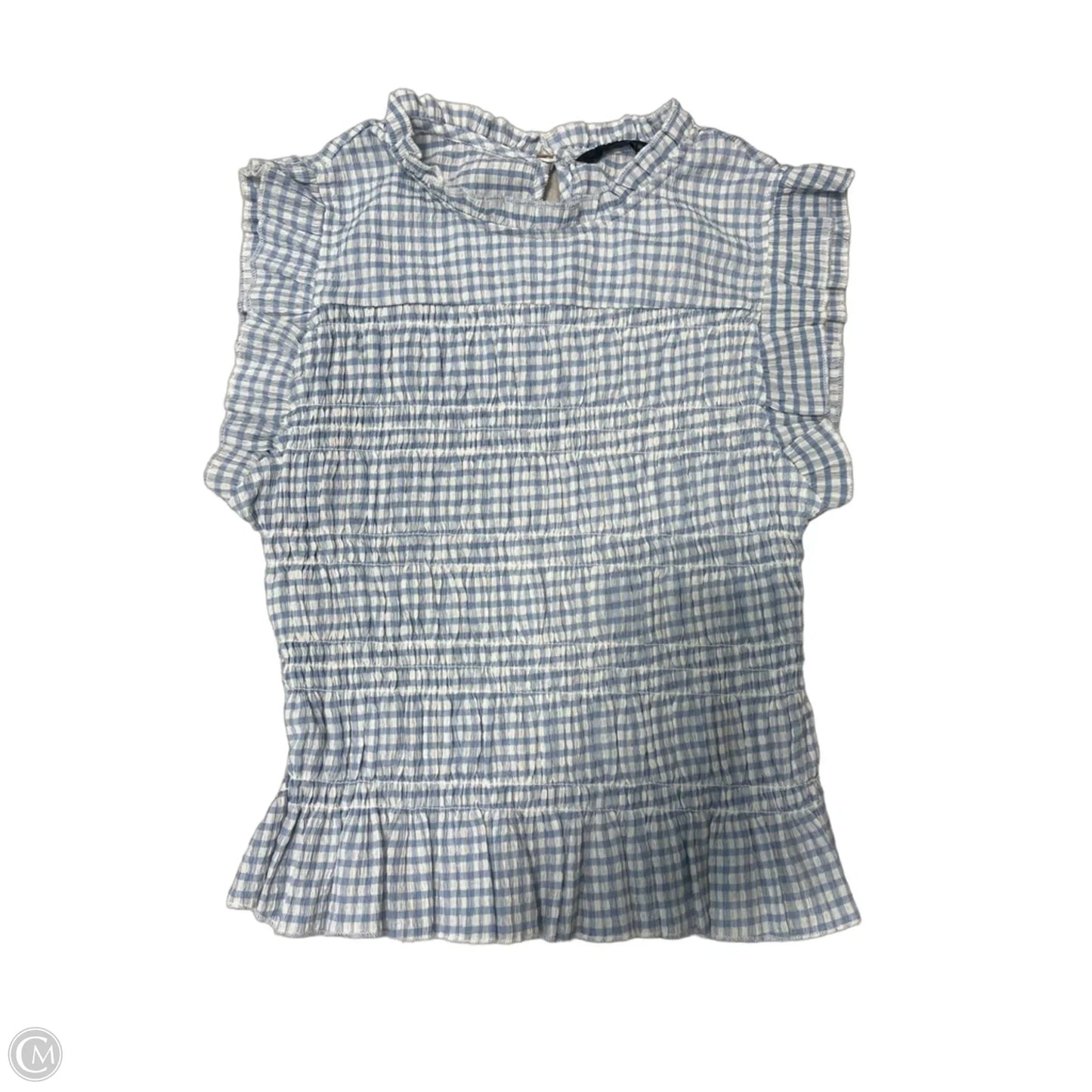 Top Sleeveless By Zara In Blue & White, Size: S