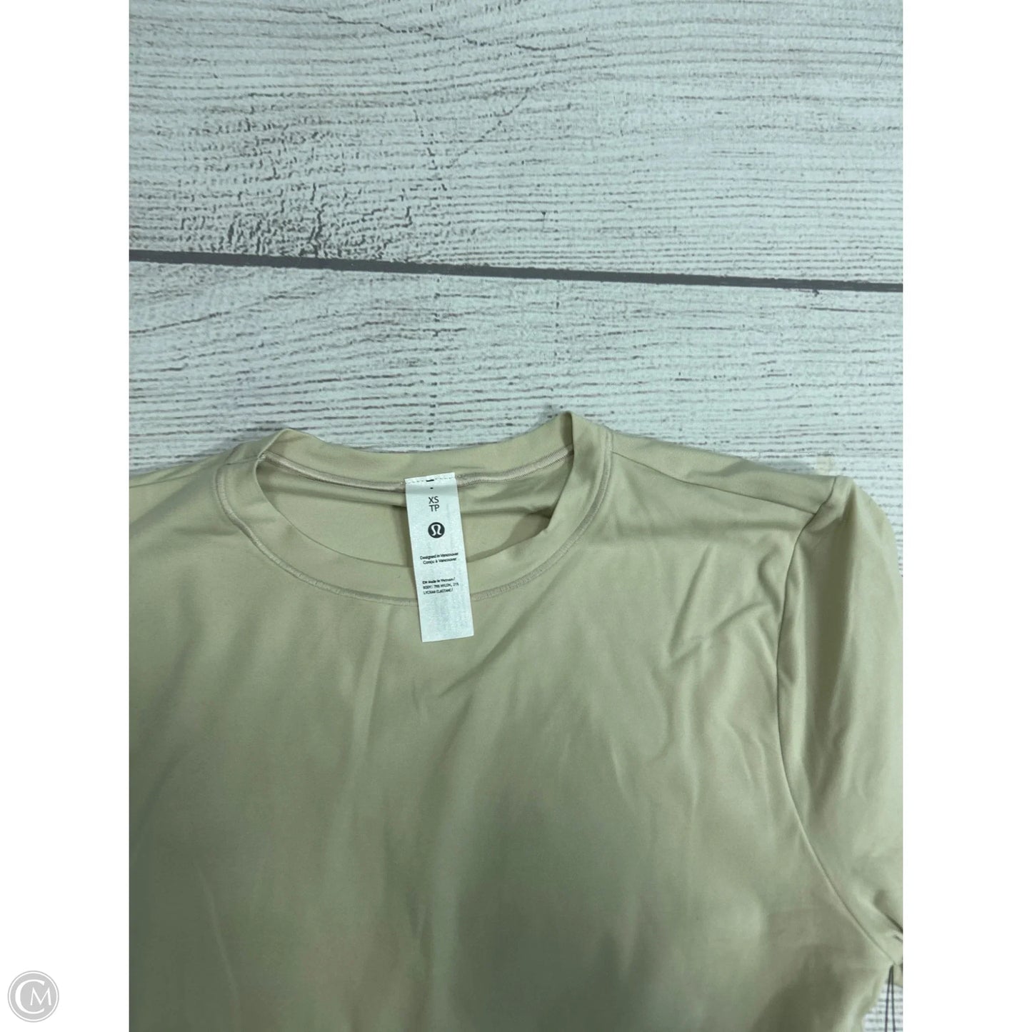 Athletic Top Short Sleeve By Lululemon In Tan, Size: Xs