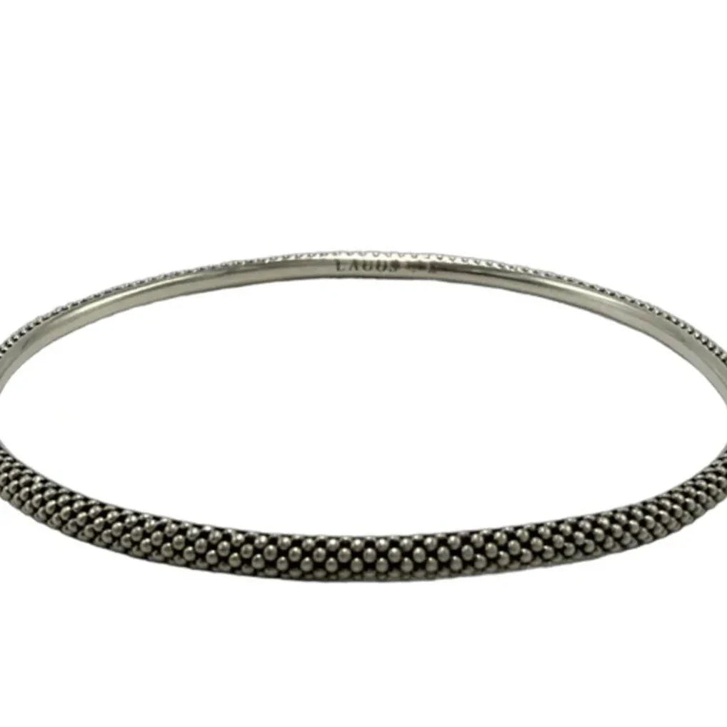 Lagos 925 Silver Caviar Beaded Designer Bangle Bracelet