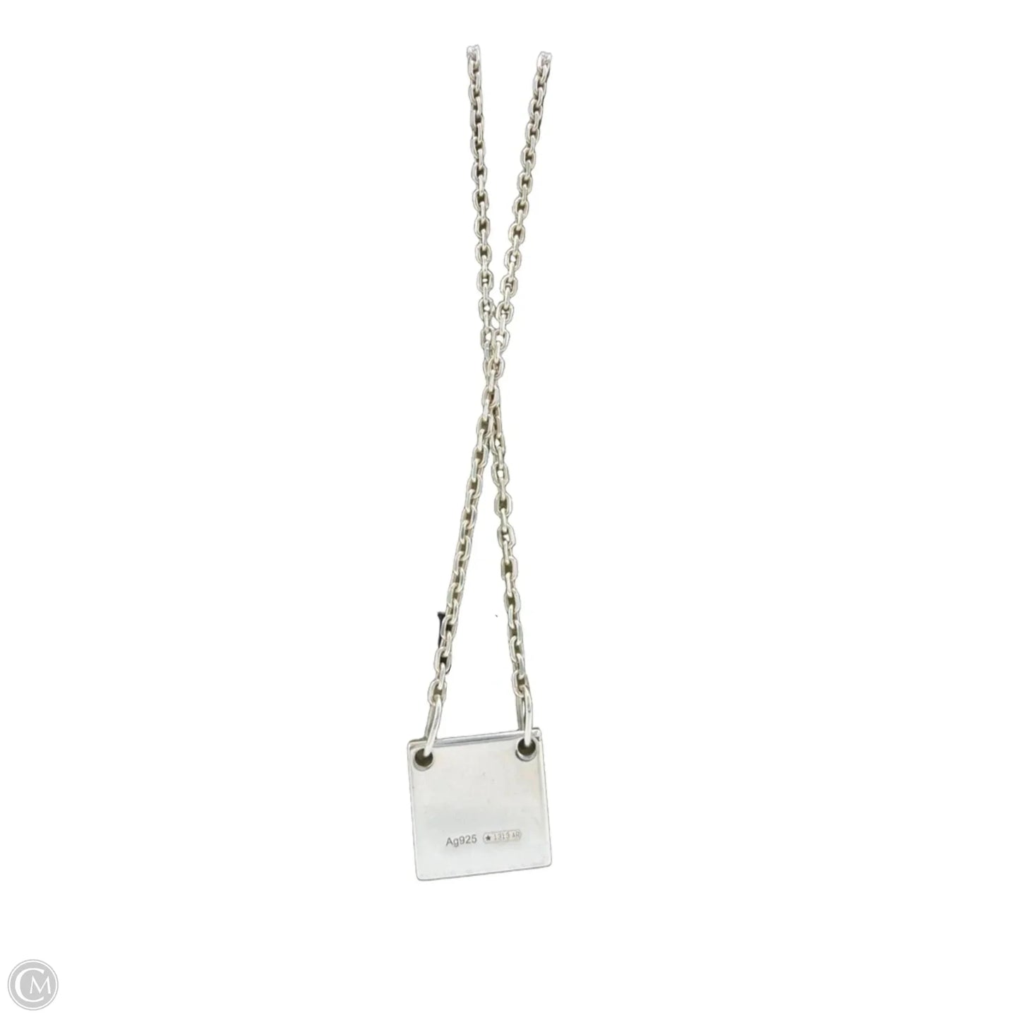 Gucci 925 Silver Logo Square Luxury Pendant Necklace