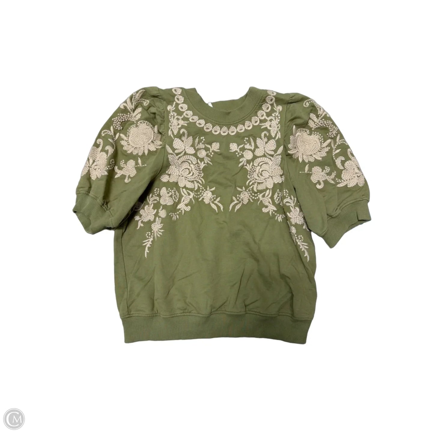 Top Short Sleeve By Anthropologie In Green & White, Size: Xs