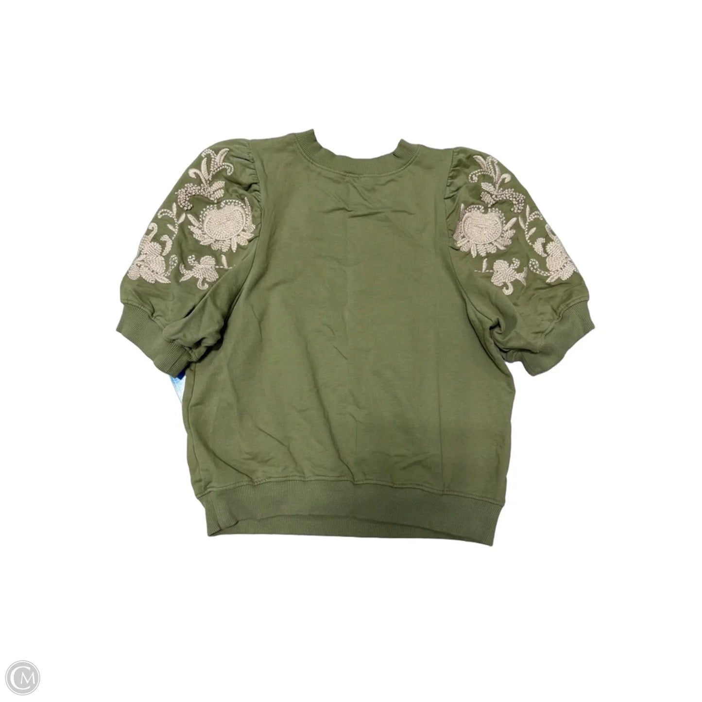 Top Short Sleeve By Anthropologie In Green & White, Size: Xs