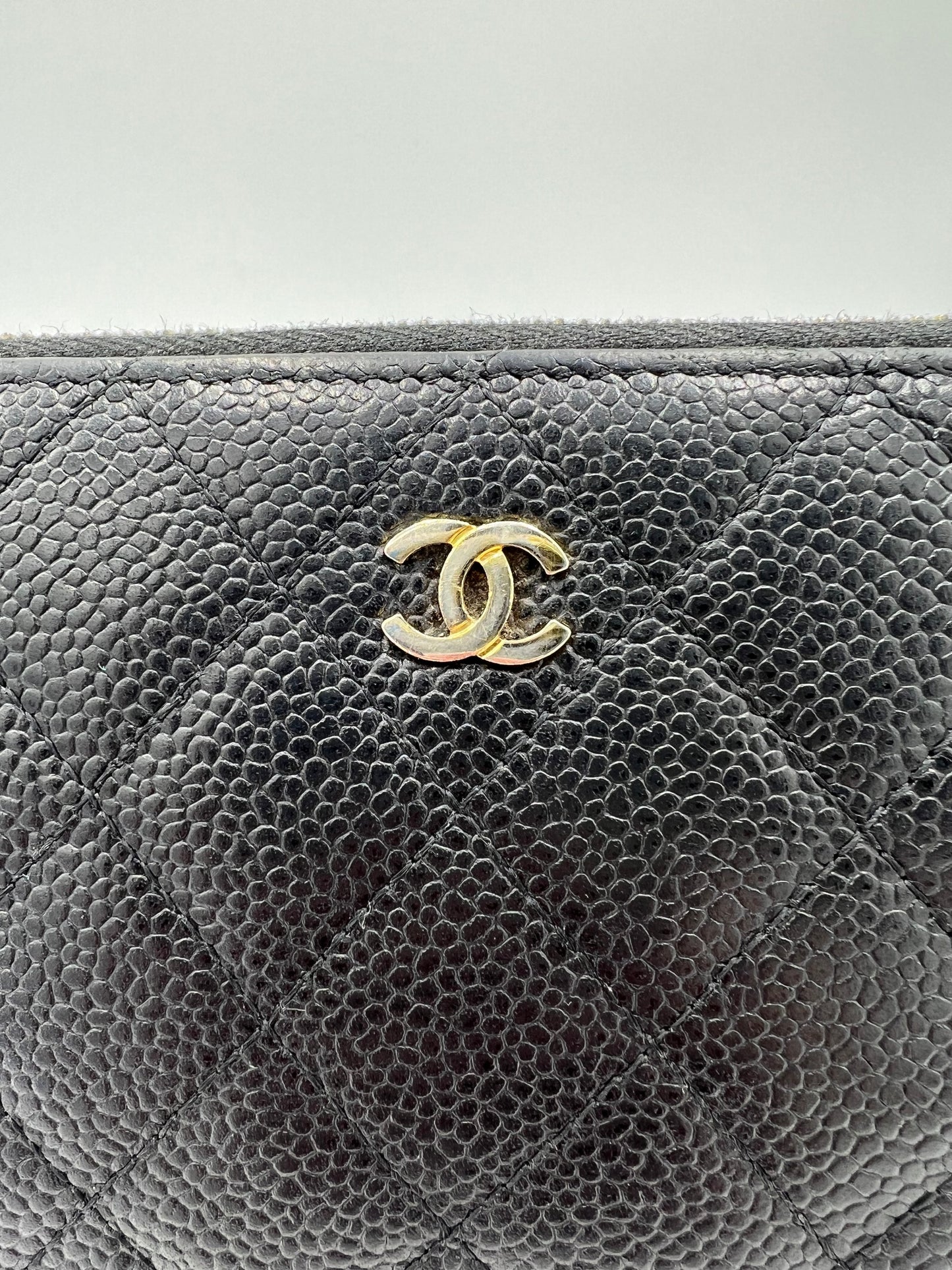 Chanel Zip Around Quilted Caviar Wallet