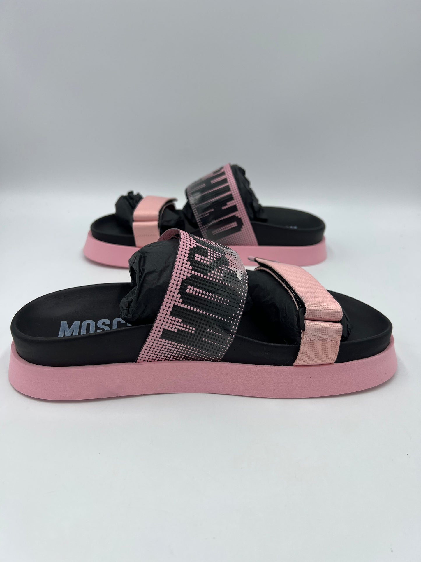 Like New! Moschino Logo Platform Designer Slides  Size: 7.5