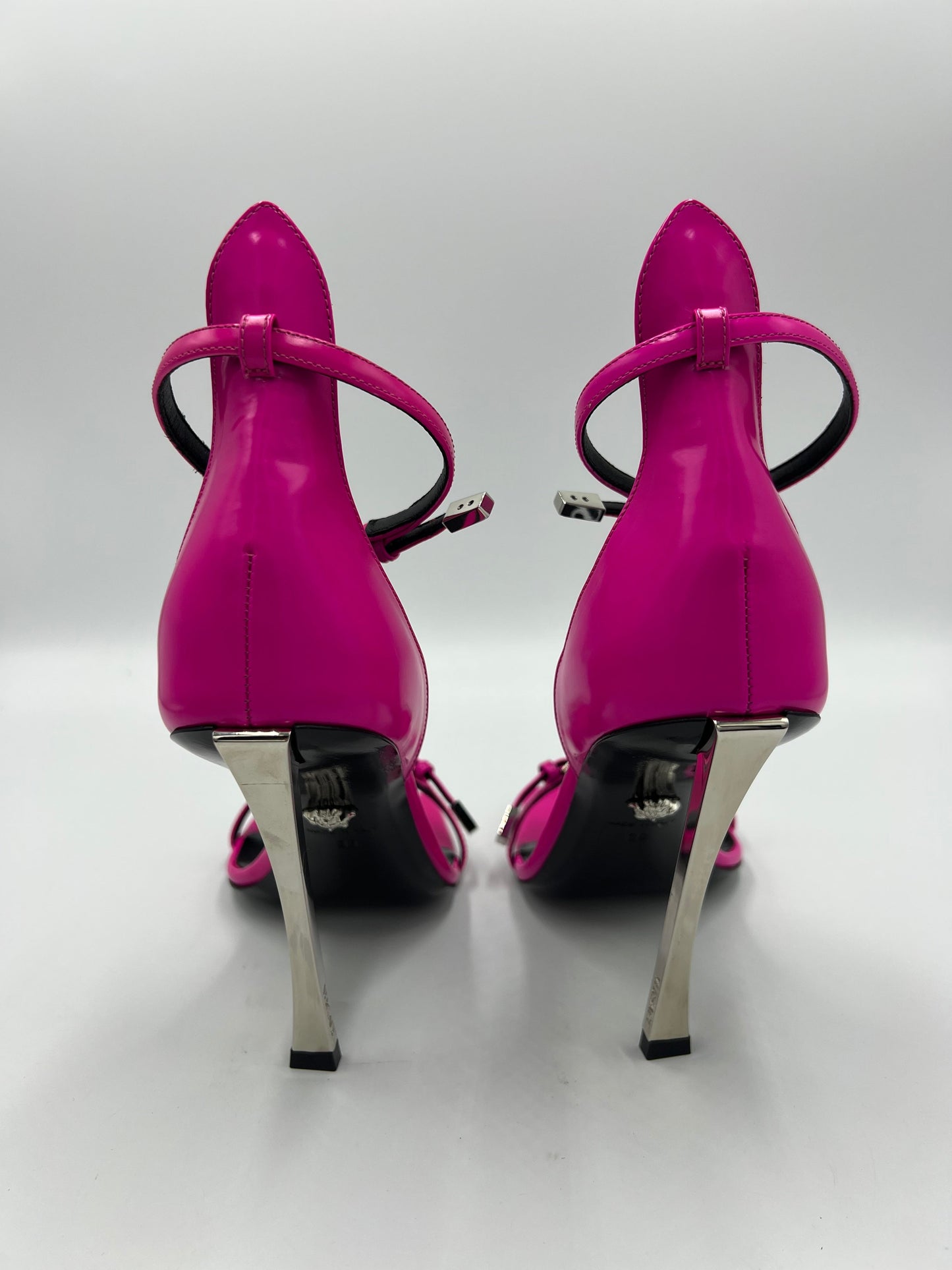 Versace Hot Pink Palladio Designer Heels, Size 8/38