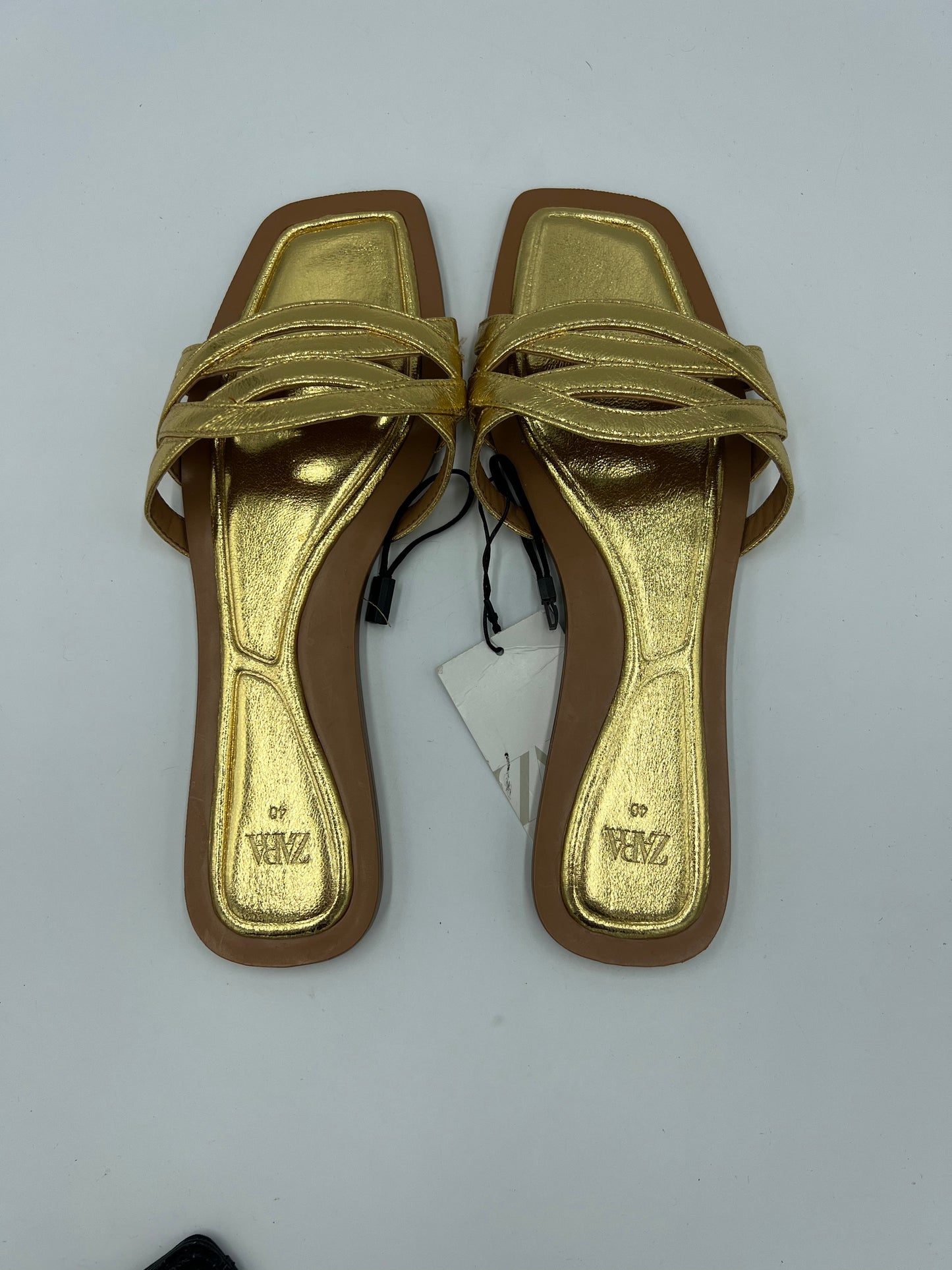 Like New! Sandals Flats By Zara In Gold, Size: 9