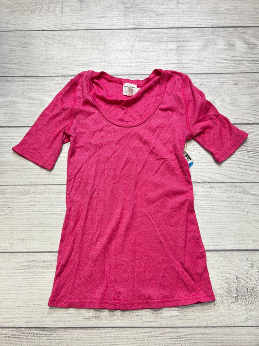 Top Short Sleeve By Anthropologie In Pink, Size: M