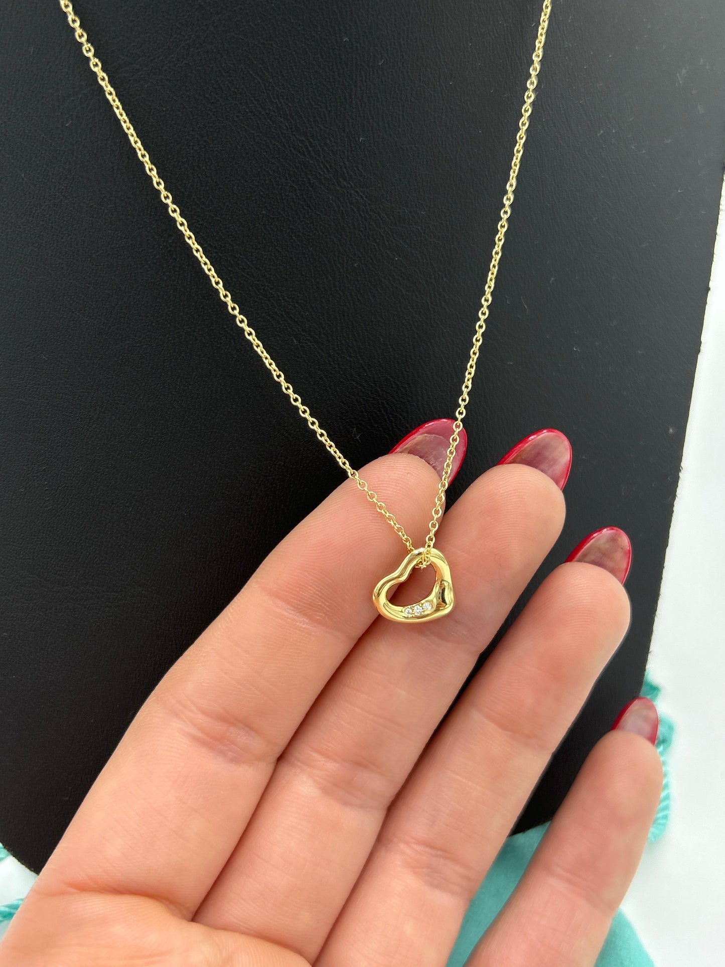 Tiffany & Company Designer Elsa Peretti Open Heart Necklace w/ Diamonds