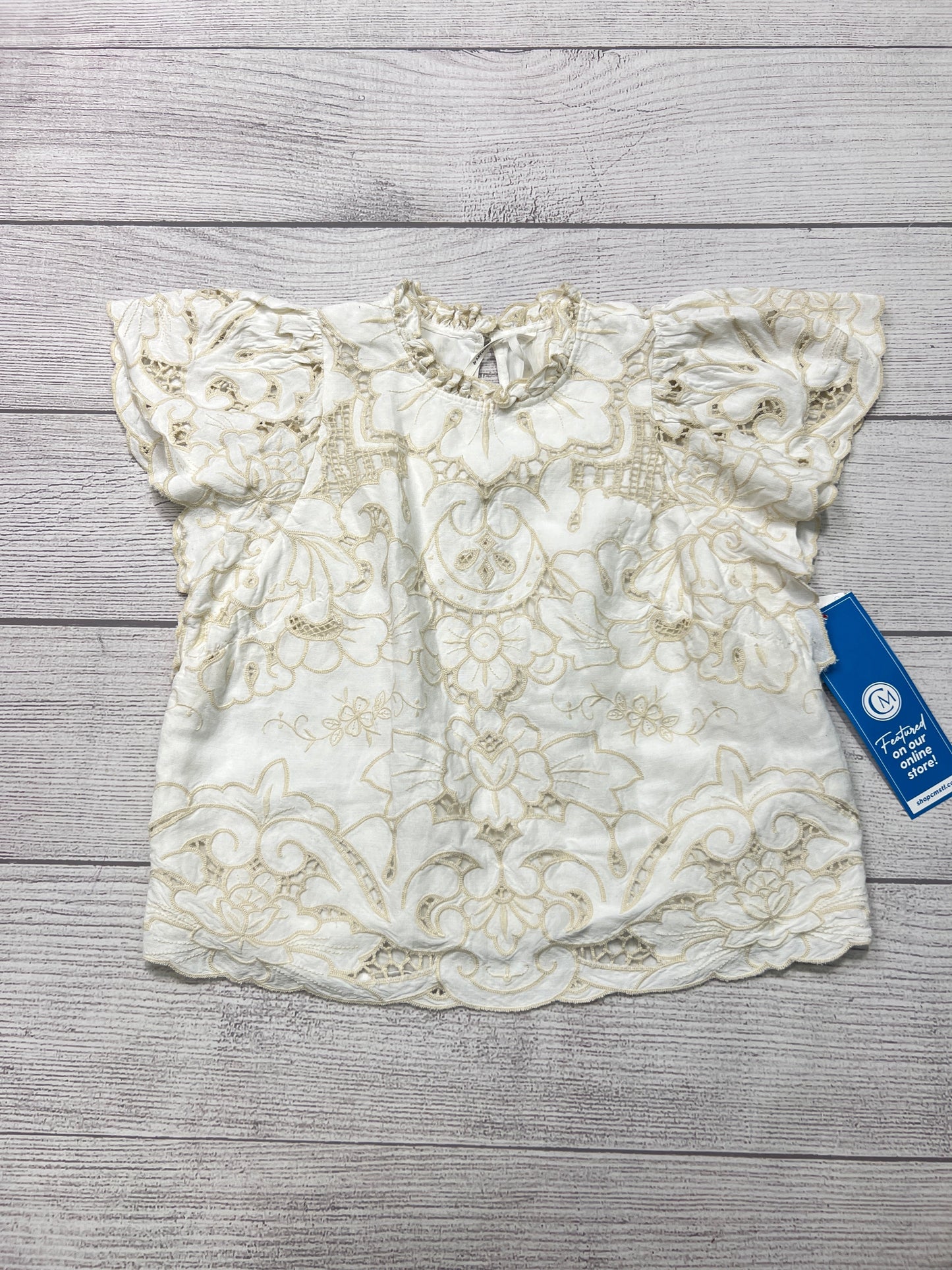 Top Short Sleeve By Anthropologie In Beige, Size: Xs