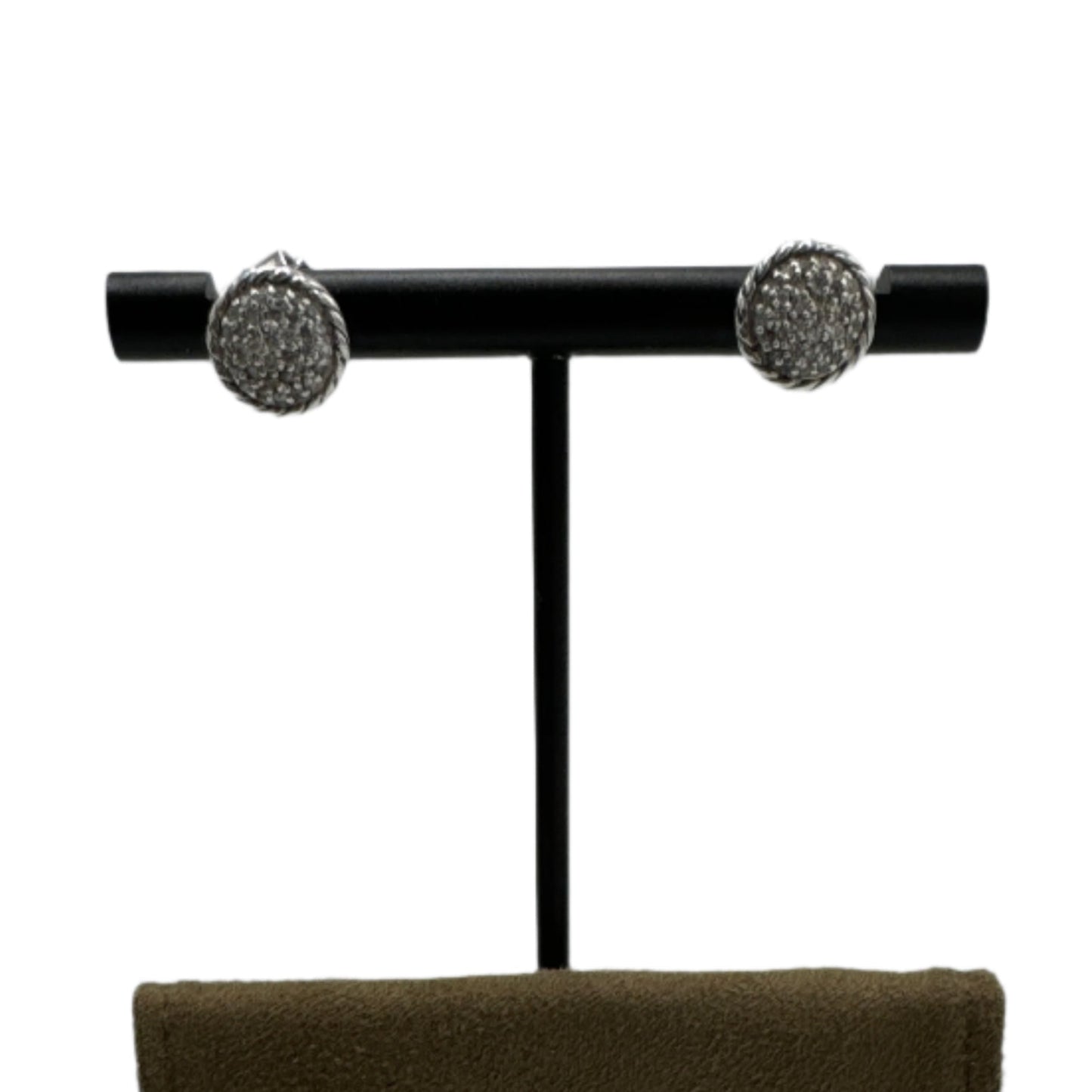 David Yurman Petite Black Pave Stud Diamond Luxury Designer Earrings